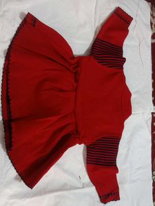 Red Embroidered Sweater Dress