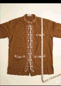 Elegant Brown Embroidered Shirt