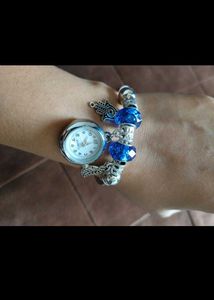 Charm Watch Bracelet with Blue Beads