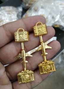Unique Travel Themed Gold Earrings
