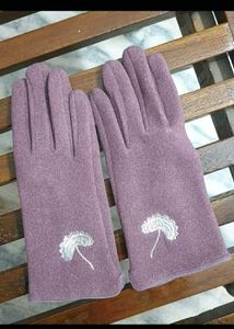 🧤Lilac Cozy Embroidered Winter Gloves