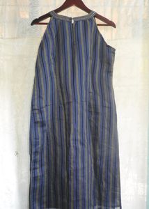 Blue Vertical Stripped Long Kurta Nice Neckline