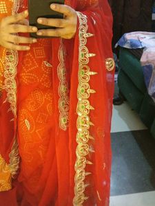 Vibrant Red Embellished Saree