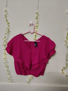 Vibrant Pink Ruffle Crop Top