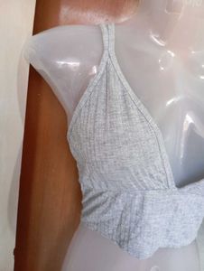 Gray Lace Trim Bralette