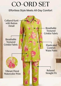 Vastralav Crinkle Cotton Kurta Set