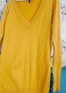 Mustard V-Neck Knit Sweater