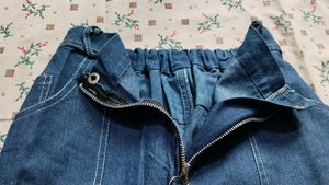 Blue Denim Flare Pants with Pockets