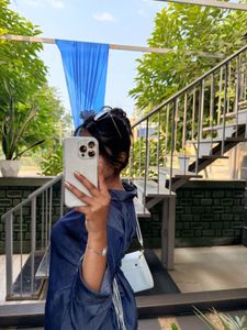 Stylish denim shirt with Corset Detail