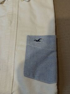 Men's White Casual Shirt with Pocket Detail