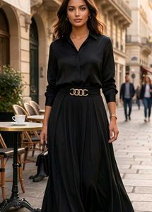 Elegant Black skirt with Gold Accent