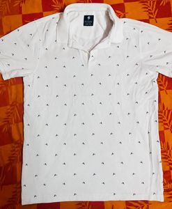 Men's White Polo Shirt with Small Print
