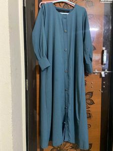 Vintage Teal Button-Down Abaya