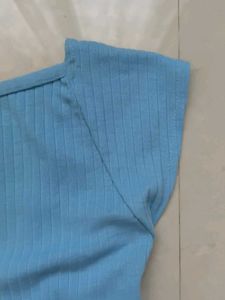 sweetheart neck Blue Ruched Crop Top