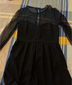 Chic Black Mesh Dot Dress
