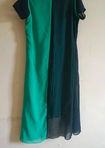 Georgette Teal &amp; Green Kurta
