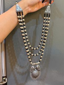 Boho Layered Necklace with Peacock Pendant