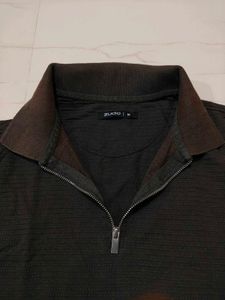 Men's Dark Grey Zip Polo Shirt