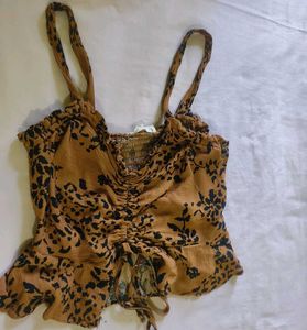 Cute Brown Floral sleevless crop top
