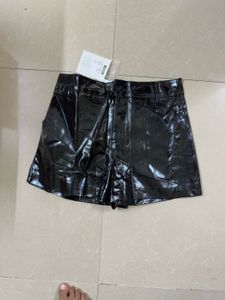 black leather shorts