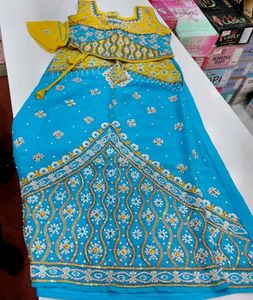 Yellow Blue Combination Lehnga choli