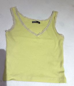 Lime Green Lace Trim Tank Top
