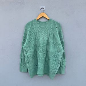 Mint Green Cable Knit Sweater