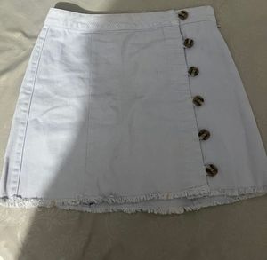 Light Wash Denim Button Skirt