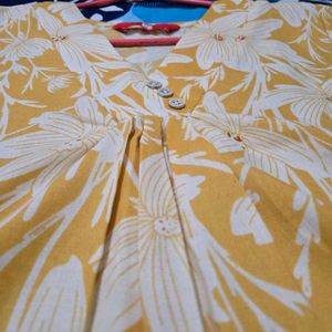 Yellow Floral Print Kurta