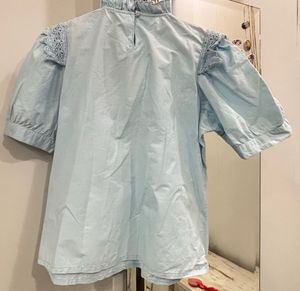 Light Blue Broderie Anglaise Top