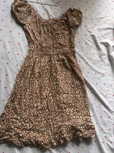Zudio Cute Brown Floral Print Mini Dress