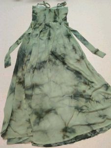 Stylish Tie-Dye Maxi Green Dress