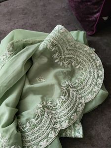 Sea Green Saree With Blouse