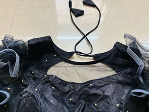 Black frill blouse