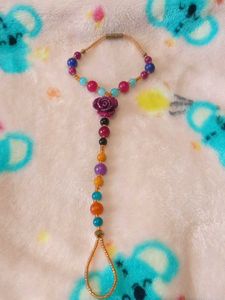 Boho Beaded Foot Jewelry with Rose Charm