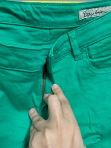 Bare Denim Green Shorts