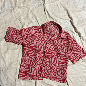 Red Pink Zebra Print Shirt And Pants - Coord Set