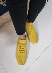 Skechers Yellow Knit Sneakers