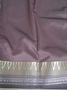 Elegant Grey Saree with Silver Border