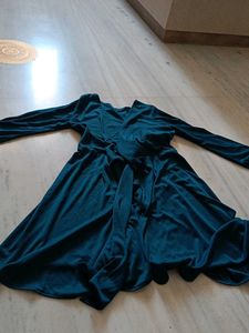Elegant Teal Flowy Wrap  Dress