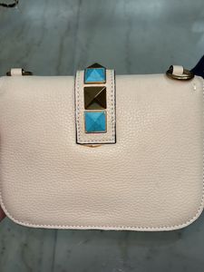 Beige Crossbody Bag with Studs