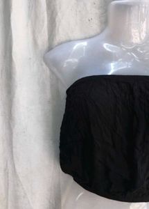Black Strapless Crop Top