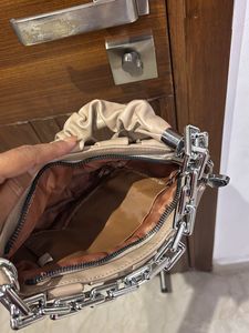 Chic Ruched Clutch with Silver Chain