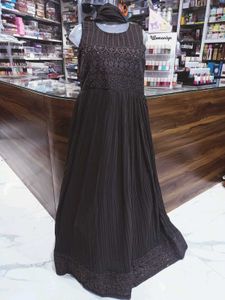 Elegant Brown Maxi Dress with dupatta