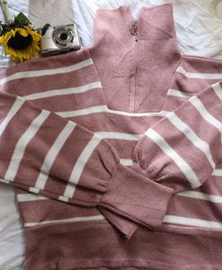Striped Quarter-Zip Pullover🌸