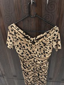 Leopard Print Ruched Mini Dress