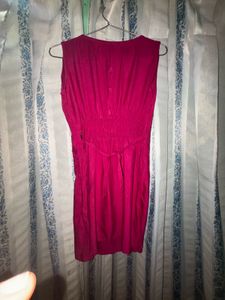 Women's Pink Sleeveless Belted Dress