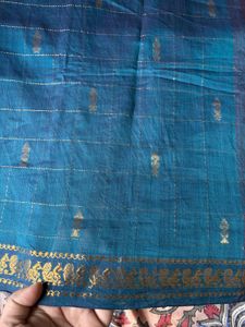 Elegant Blue &amp; Purple Saree with Gold