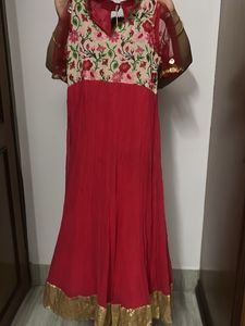Elegant Red Floral Anarkali Gown