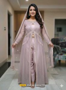 Elegant lavender Embroidered 4 piece dress